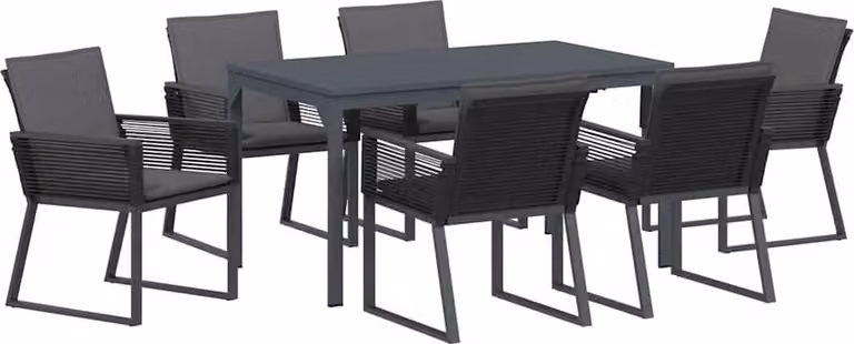 Set da Pranzo per Giardino 7 pcs Antracite polyrattan