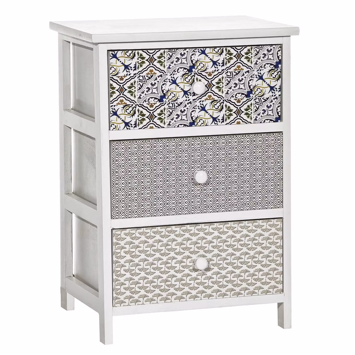 Cassettiera Multiuso VESTIAMO CASA Linea Woodhandy con 3 Cassetti, Colore Bianco, H 58 cm x L 40 cm x P 29 cm – 1