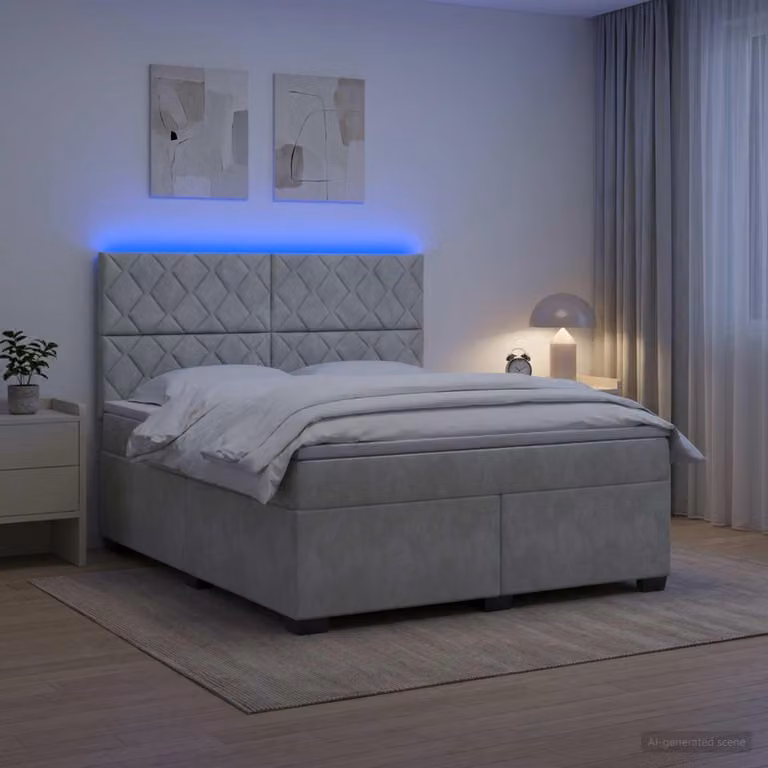 Maison Exclusive - Letto boxspring con materasso Grigio chiaro 140 x 200 cm Velluto
