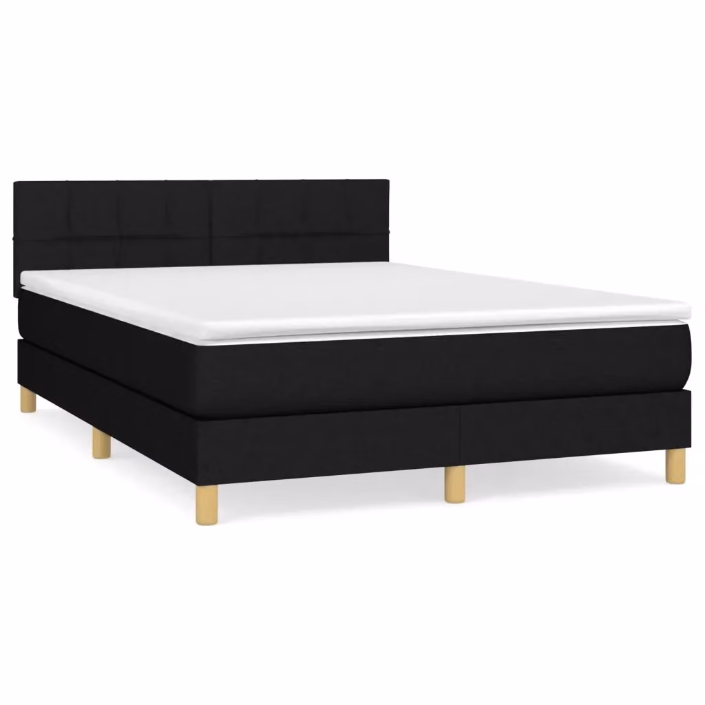 Letto Ibrido vidaXL con Giroletto a Molle e Materasso in Tessuto Nero e Bianco L/P/H: 200 x 140 x 25 cm – 2