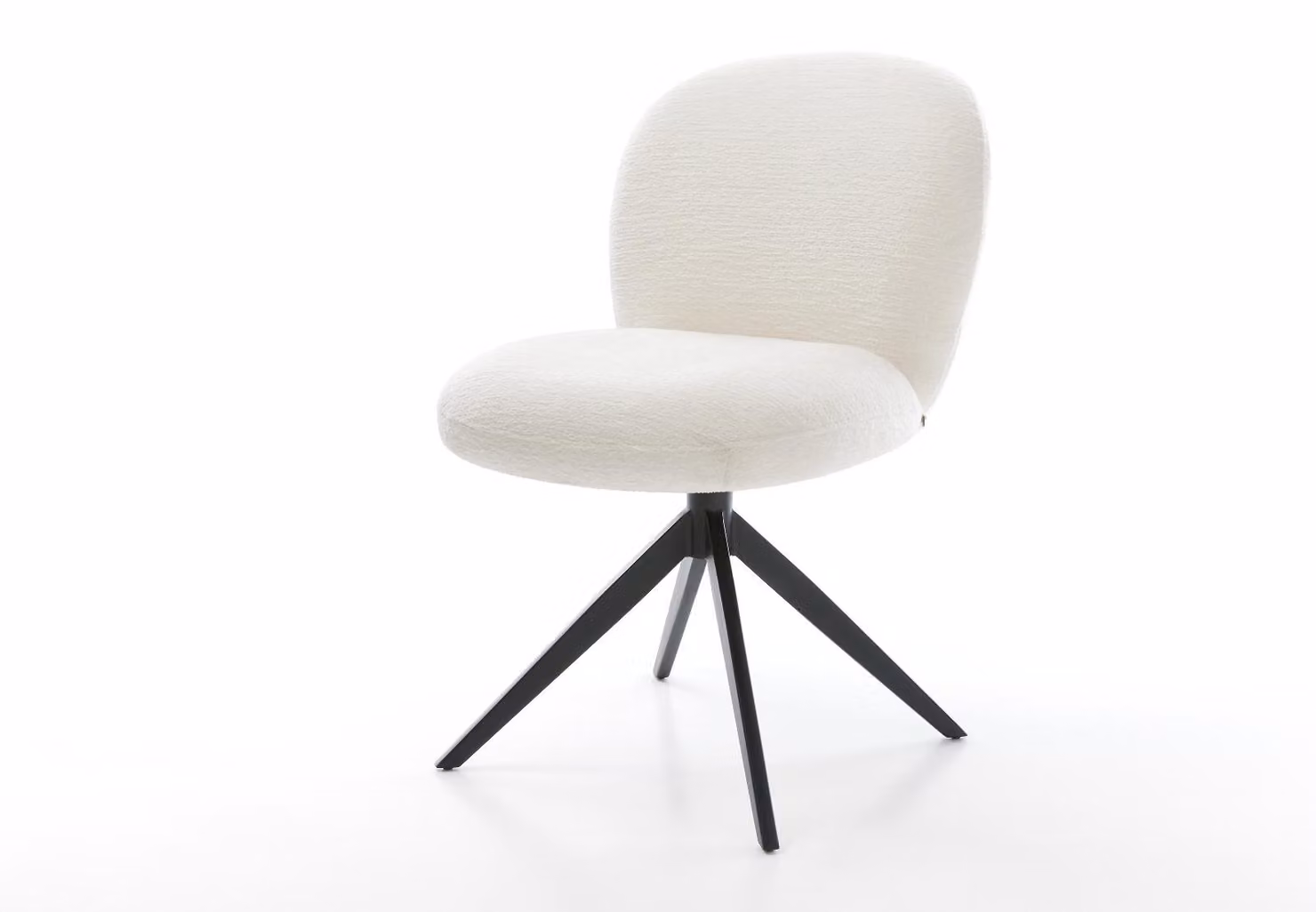 DELIFE Sedia girevole Nube-Flex Bouclé Soft Beige Telaio a croce largo Nero Girevole a 360° Funzione dondolo Anima a molla tascabile