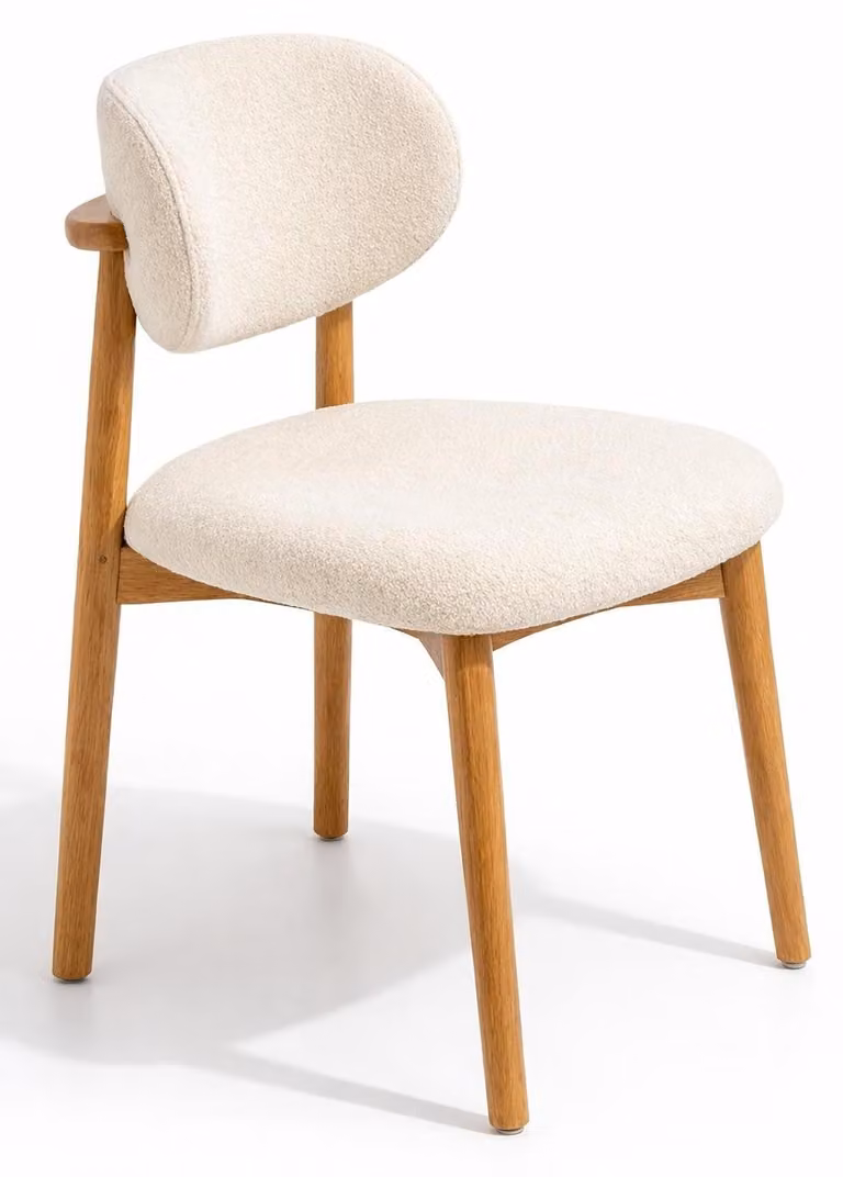 Sedia imbottita bianca per sala da pranzo, sedia per cucina, sedia di design, mobili per sala da pranzo