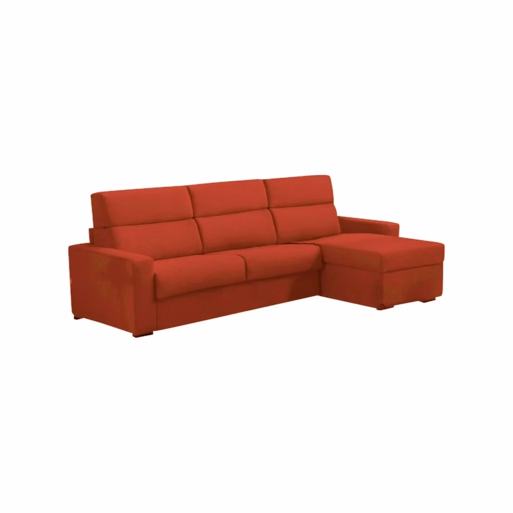 Divano Letto Celleno DMORA con Penisola Sfoderabile, Made in Italy, Arancione, L/P: 280 x 160 cm – 2