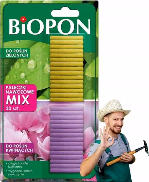 BIOPON bastoncini di concime per piante fiorite e verdi 30pz.