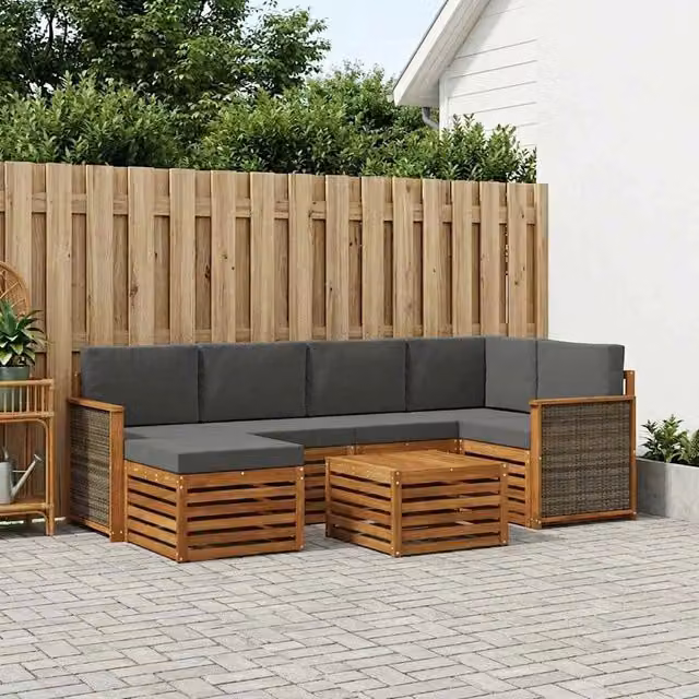 Set di divani da esterno 6 pz Naturale e Antracite 3384588