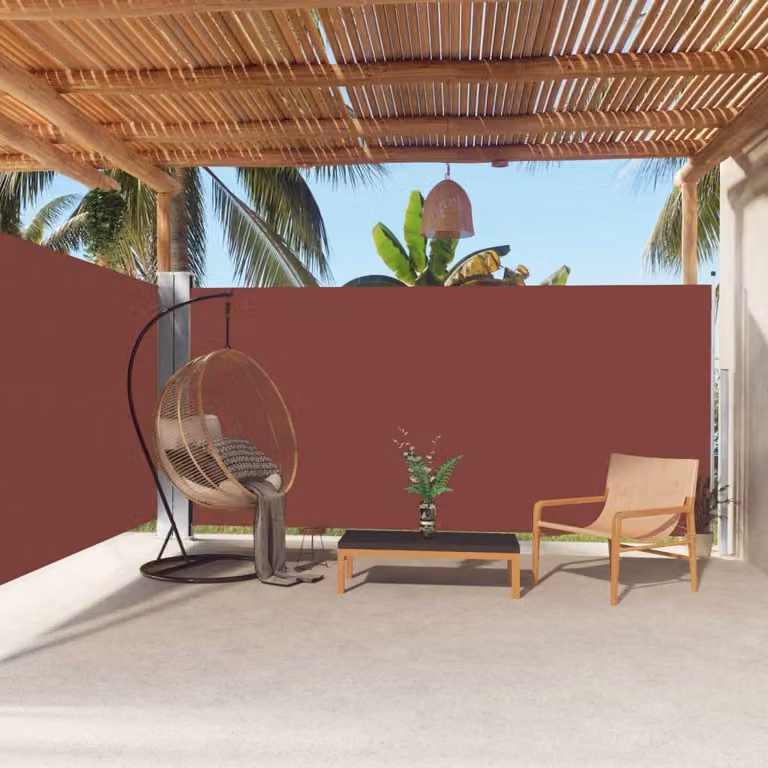 The Living Store Tenda laterale estensibile marrone 180x600 cm