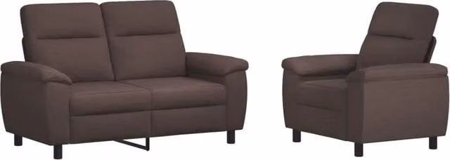 Set di 2 divani moderni vidaXL in tessuto marrone e nero con struttura in metallo e cuscini inclusi