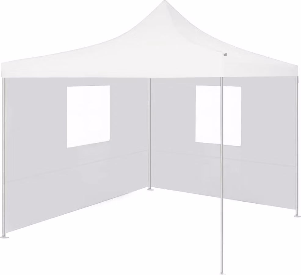 The Living Store Tenda professionale pieghevole per feste con 2 pareti laterali 3×3 m in acciaio bianco