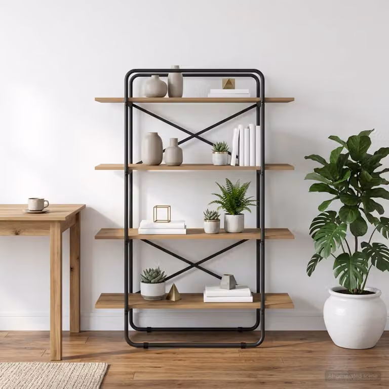 Libreria vidaXL a 4 livelli in stile industriale, colore marrone, L 100 cm x P 35 cm x H 140 cm
