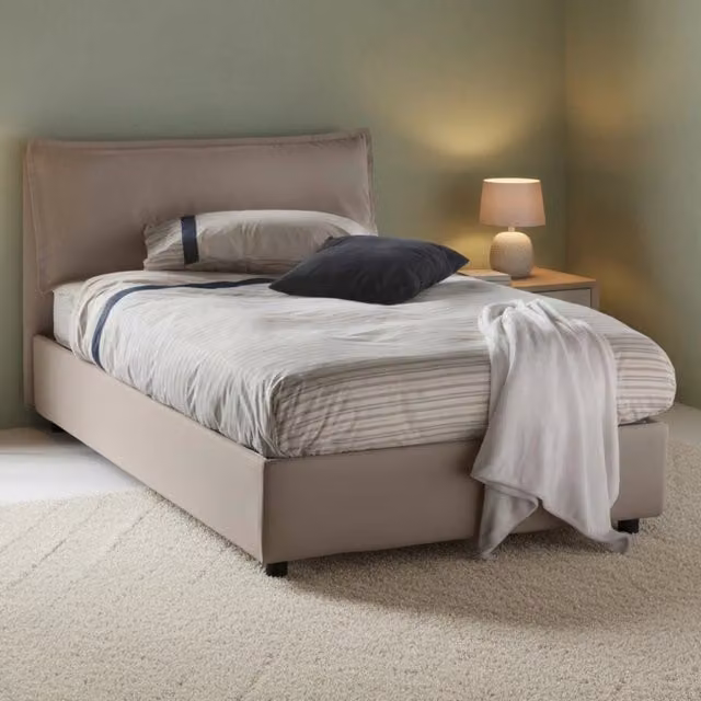 Letto Arnaldo Talamo Italia Piazza e Mezza con Contenitore a Alzata, Grigio, L/P/H: 120 x 200 x 135 cm – 1