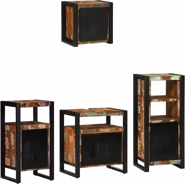 Set di mobili per il bagno 4 pz Multicolore e nero 3305651