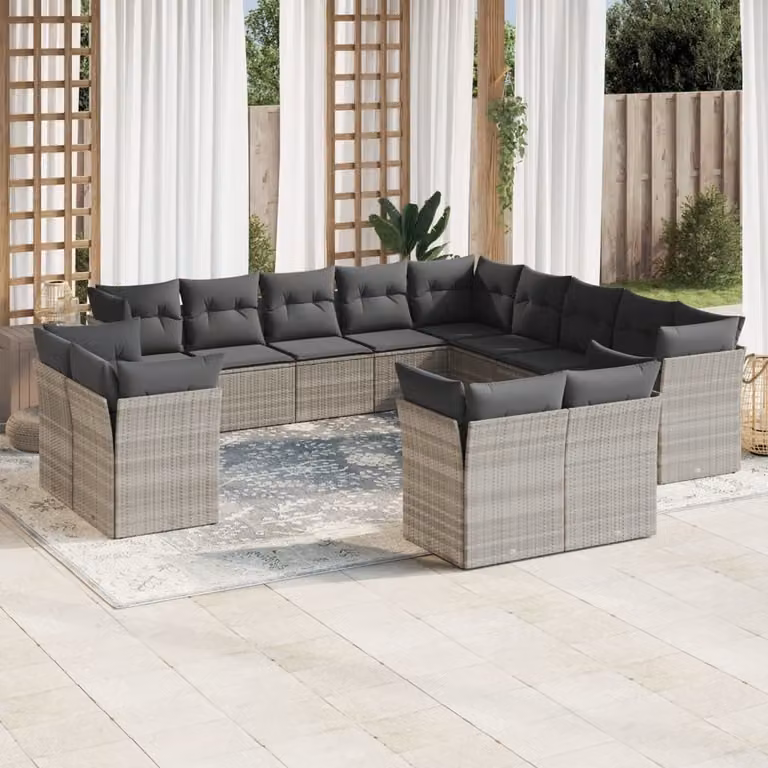 Maison Exclusive - Set Divani Giardino 13 pz con Cuscini Grigio Chiaro Polyrattan
