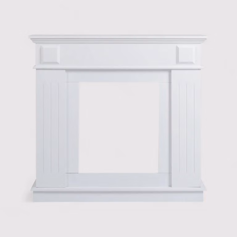 Magnolia - Cornice camino decorativa bianca classica