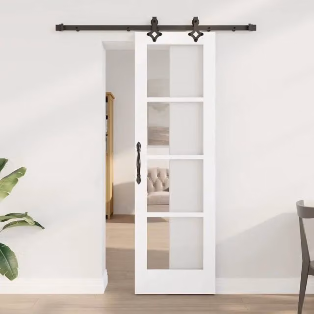 Porta scorrevole moderna vidaXL in bianco con vetro e acciaio L: 61 cm, H: 198,5 cm
