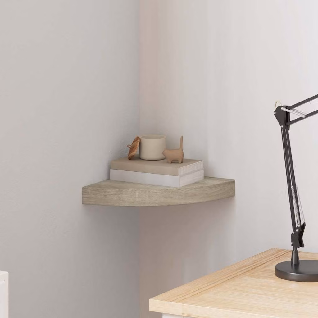 Scaffale angolare a parete vidaXL in MDF color rovere, L/P/H: 25 x 25 x 3,8 cm