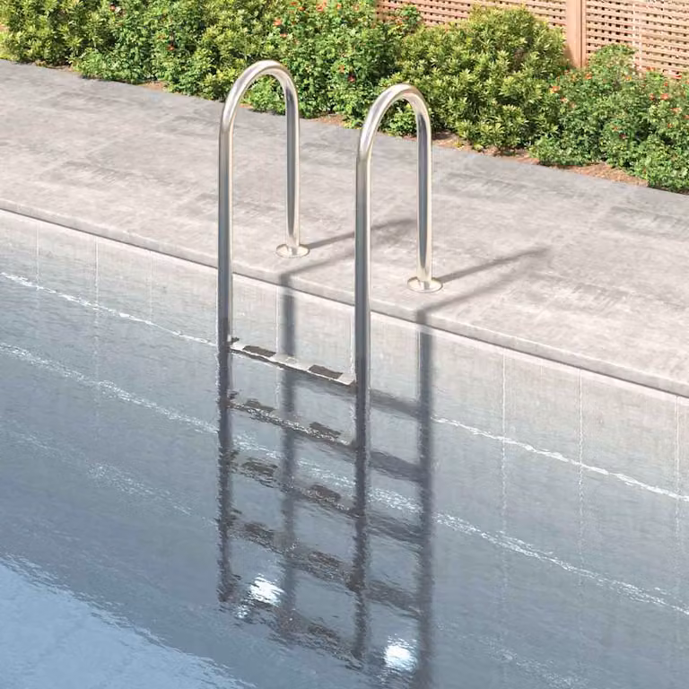 vidaXL Scala per Piscina in Acciaio Inox 304 e Plastica, Colore Argento, L/P/H: 54 x 38 x 211 cm