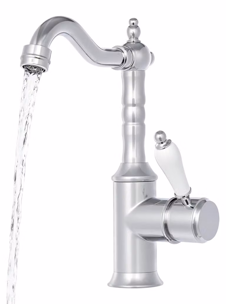 Miscelatore per lavabo da bagno - Rubinetto per lavabo in stile antico - Bocchetta girevole a 360° - Corpo in ottone - Cartuccia in Vetroceramica - Montaggio a incasso - Argento