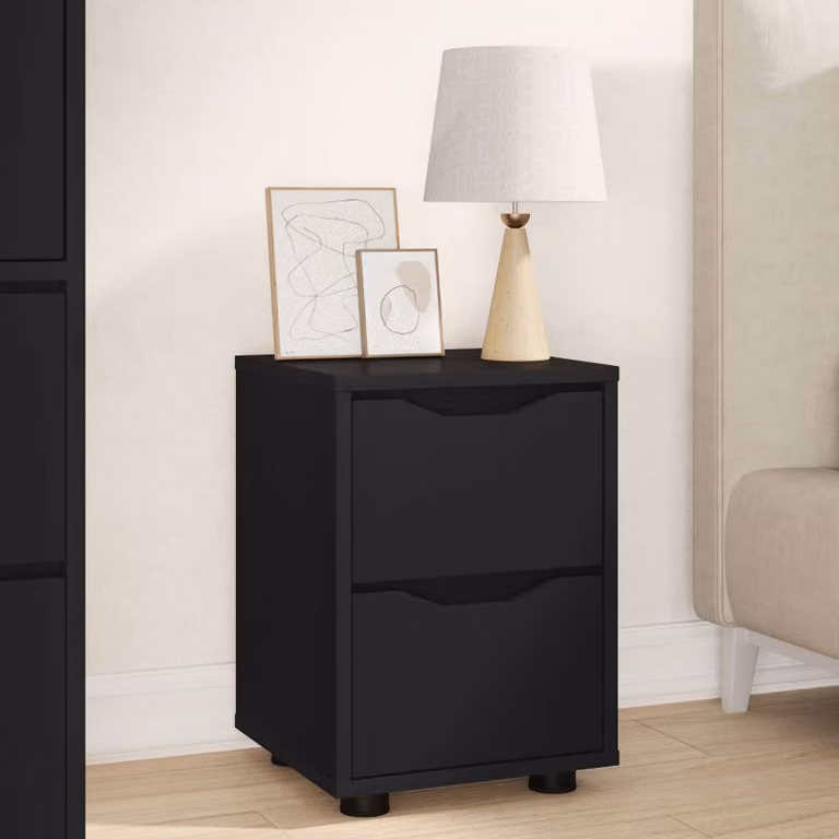 Comodino sospeso vidaXL Nero opaco in MDF e plastica L/P/H: 30,5 x 30 x 43 cm