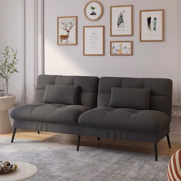 Divano angolare con funzione letto - Divano a 3 posti - Divano letto - Divano lounge - Schienale regolabile - Tessuto in velluto di cotone