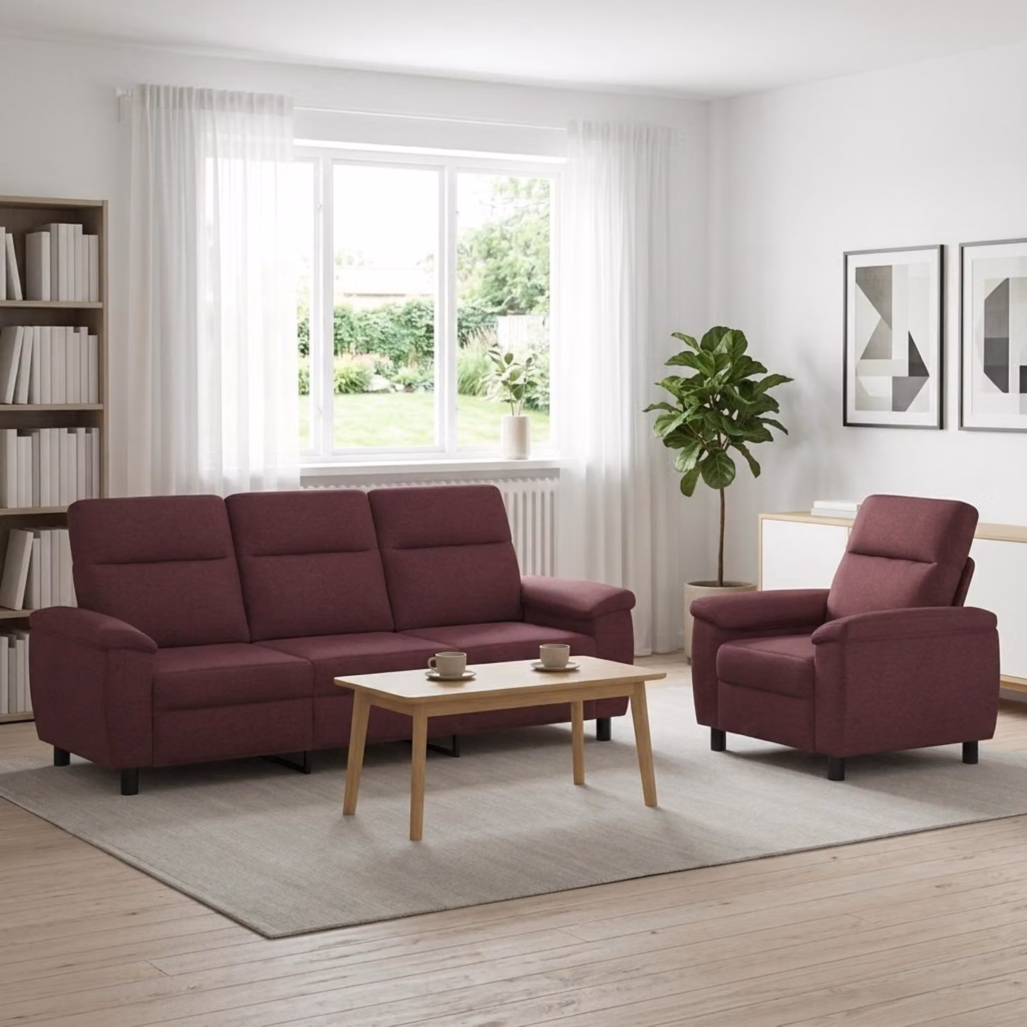 Set di 2 divani moderni vidaXL in tessuto viola e nero con struttura in metallo per il tuo soggiorno