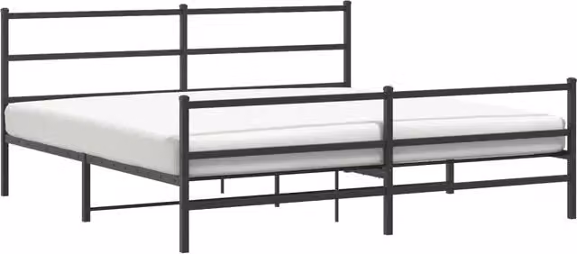 Letto matrimoniale DESIGN IN con testiera e pediera in metallo nero L: 180 cm, P: 200 cm, H: 90 cm