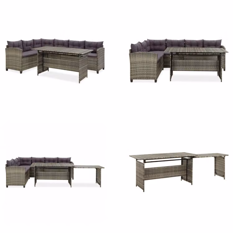 vidaXL set salotto da giardino 2 pezzi con cuscini in poly rattan grigio - Set salotto da giardino - Set salotto da giardino - Mobili da patio - Mobili da giardino