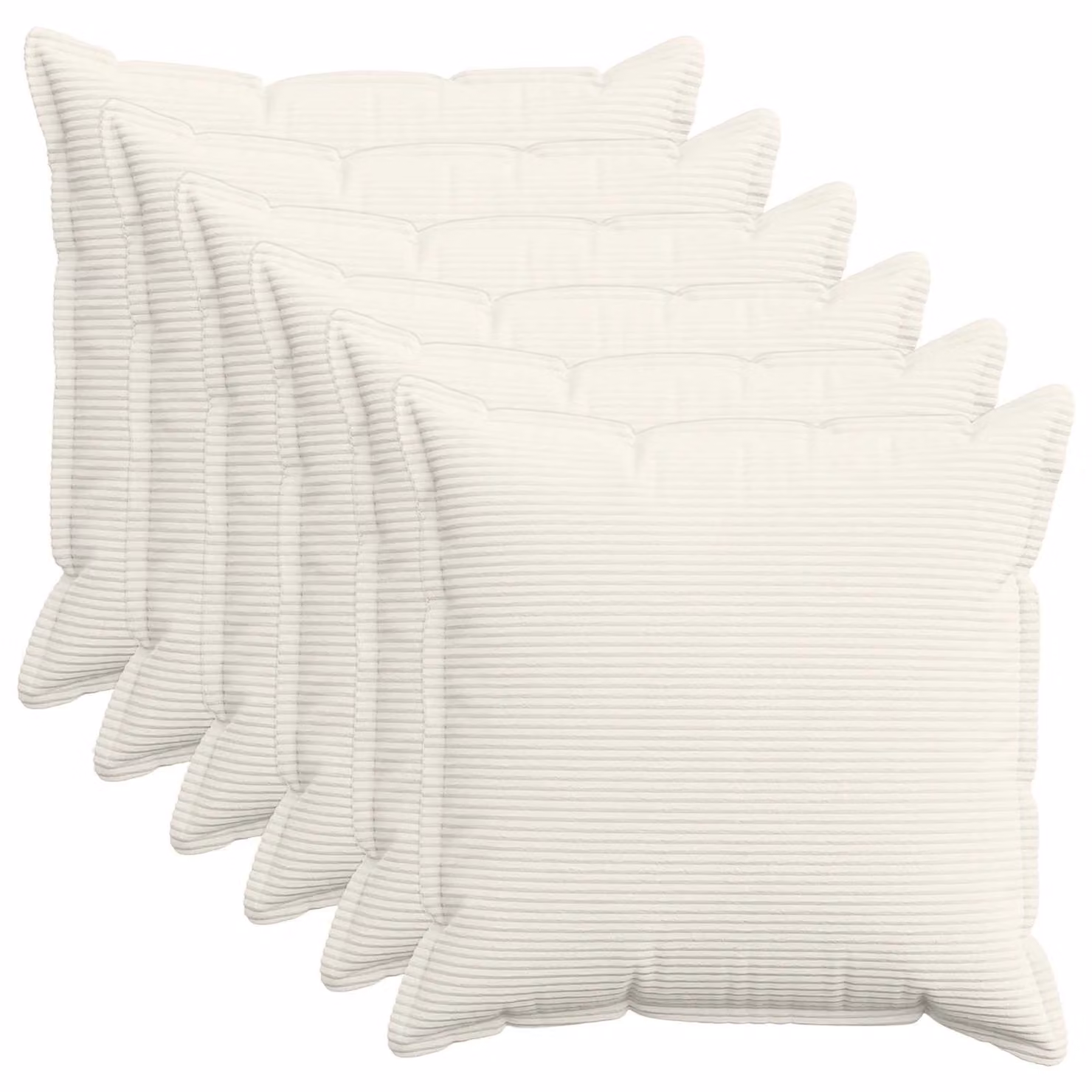 Set di 6 federe vidaXL HOUTEN in velluto a coste, colore beige, 65 x 65 cm