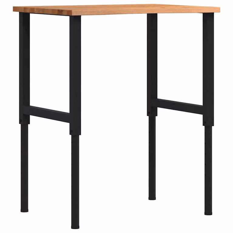 vidaXL Banco Lavoro in Legno di Rovere e Metallo Marrone Chiaro, Altezza Regolabile, L: 80 cm, P: 60 cm, H: 71,5-98 cm