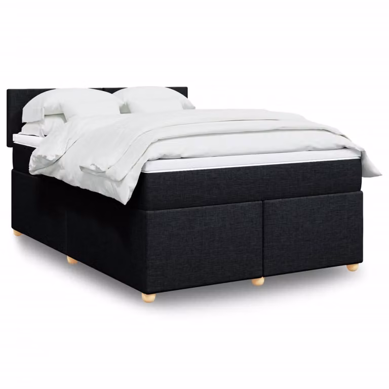 vidaXL Giroletto a Molle con Materasso Ibrido in Tessuto Nero L/P: 160 x 200 cm