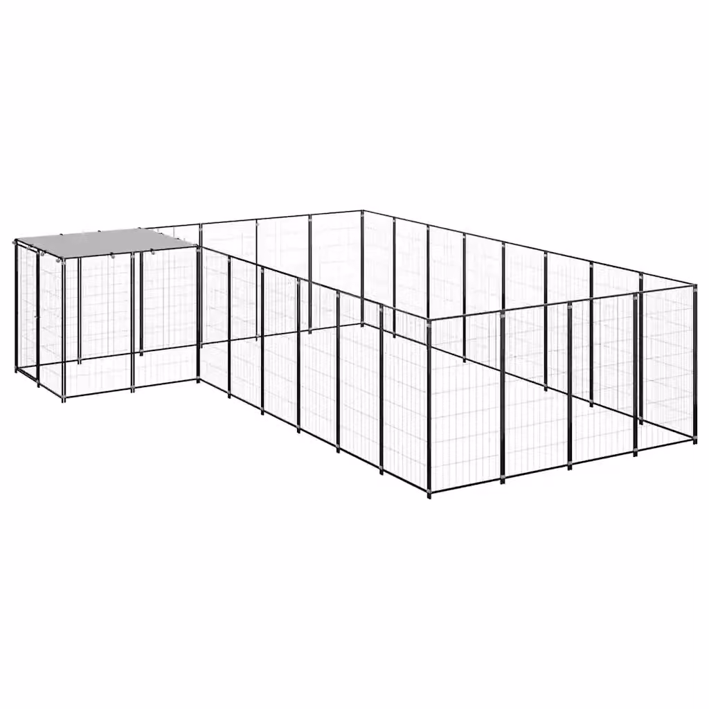 Gabbia per cani vidaXL in metallo resistente alle intemperie, colore nero, L: 440 cm, P: 330 cm, H: 110 cm – 2