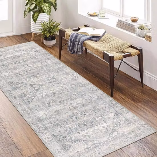 Runner rettangolare Homcom in ecopelle vintage beige, antiscivolo e lavabile, L 80 cm x P 200 cm