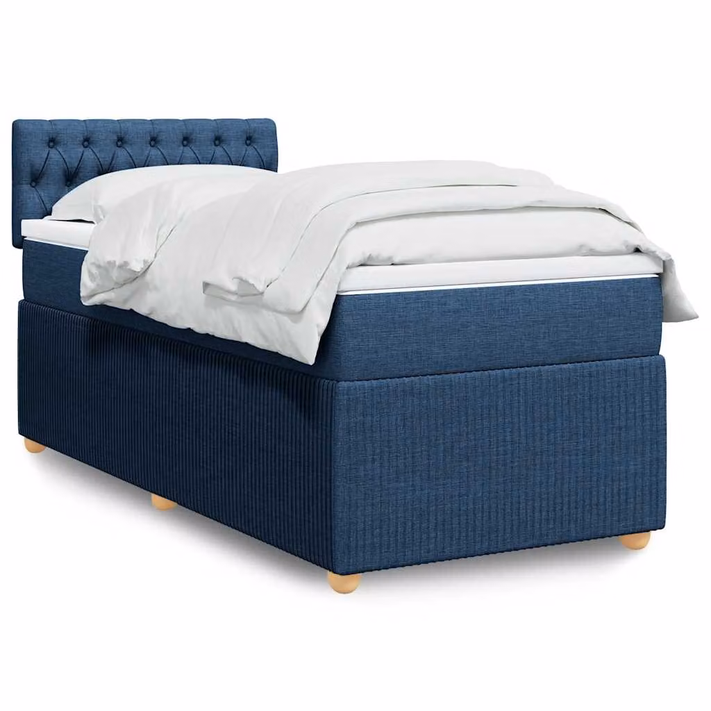 vidaXL Giroletto a Molle Ibrido con Materasso Blu e Bianco L 80 x P 200 cm