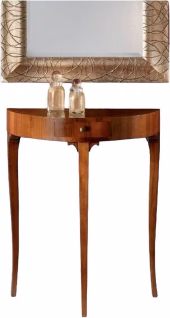 Consolle in legno con un cassetto e intarsio abstract di Mobili 2G, color noce, L: 66 cm, P: 32 cm, H: 80 cm