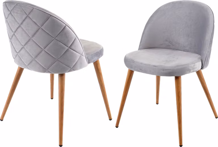 set di 2 sedie per sala da pranzo HWC-D53, sedia da cucina design retrò anni '50, velluto ~ grigio chiaro