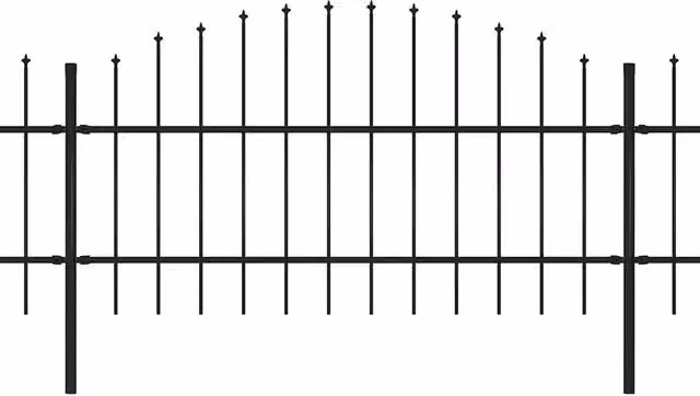 Recinzione da Giardino | Recinzione da cortile con Punta a Lancia in Acciaio 1248x100 cm Nero