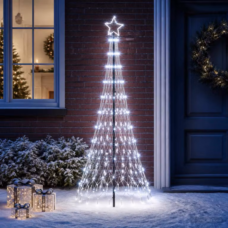 vidaXL Albero di Natale LED 180 cm 230 LED Bianco freddo Ferro Nero