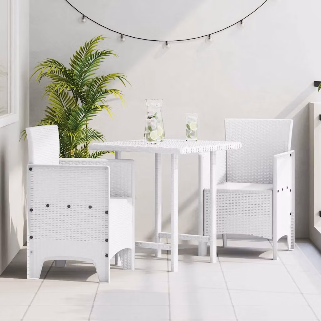 Set di 2 sedie da giardino vidaXL bianche in plastica resistente alle intemperie con braccioli