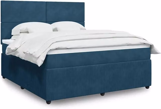 Letto Ibrido vidaXL con Materasso a Molle Insacchettate e Struttura in Velluto Blu e Bianco L/P: 180 x 200 cm