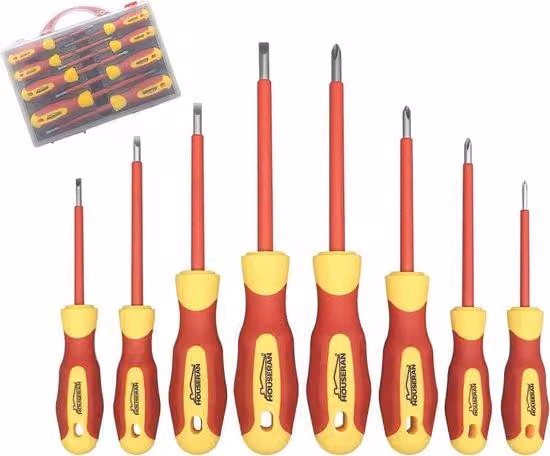 Set di 8 cacciaviti isolati con valigetta - 1000 Volt, punte magnetiche
