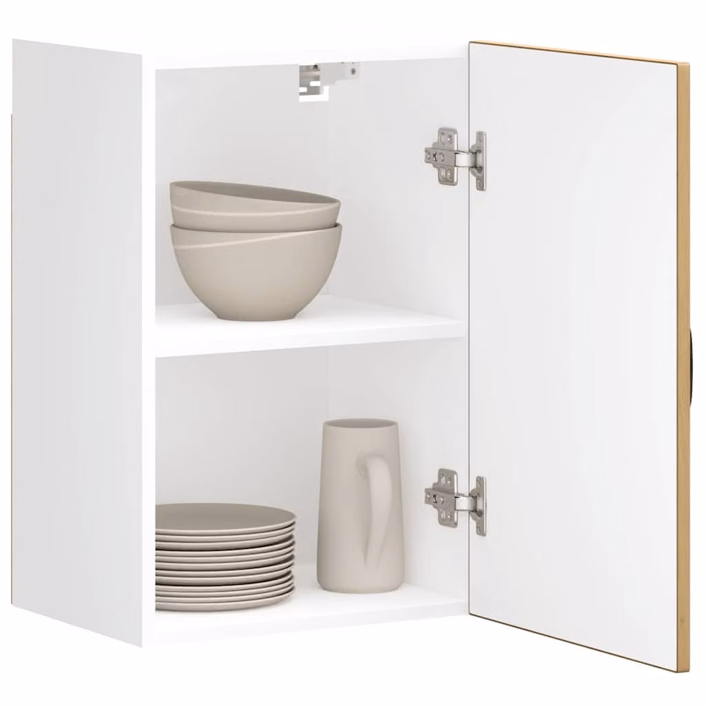 Pensile da cucina moderno vidaXL Kalmar in legno e MDF, bianco e marrone, L: 60 cm, H: 31 cm, P: 40 cm