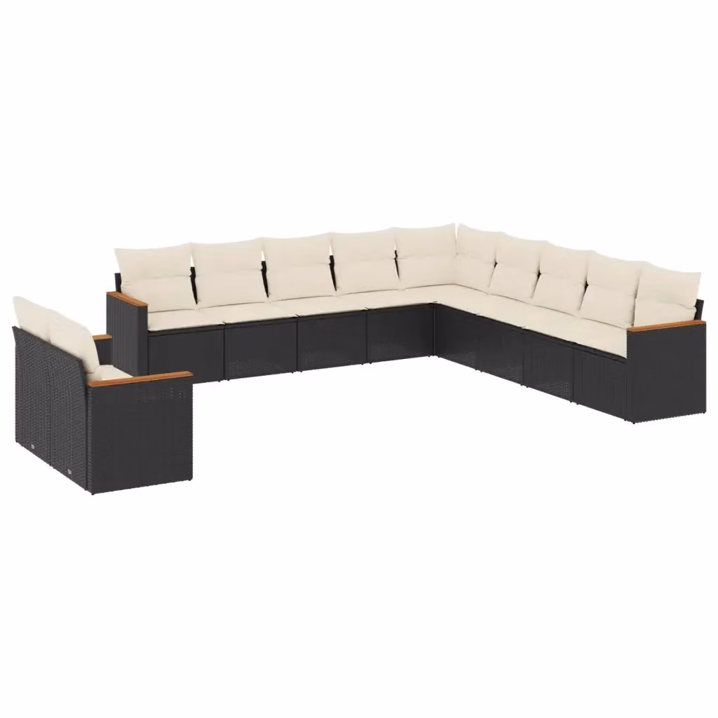 Set di Divani da Giardino a L vidaXL in Polyrattan Nero con Cuscini Imbottiti e Rivestimenti Rimovibili – 2