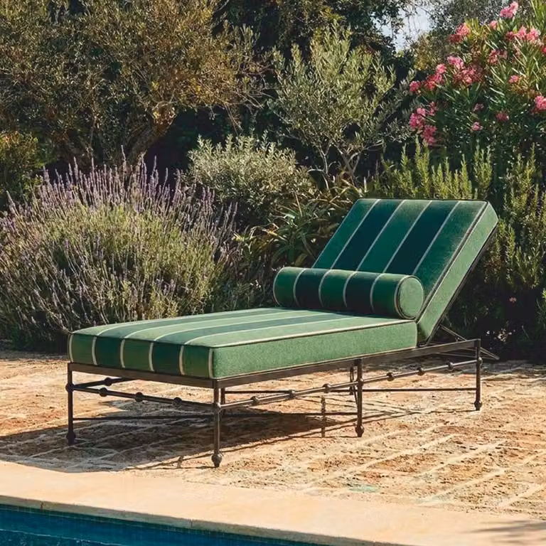 Sedia da giardino Casa Padrino, nera / verde / verde scuro, 190 cm - Arredamento per hotel - Arredamento da giardino - Arredamento per terrazza - Arredamento per piscina