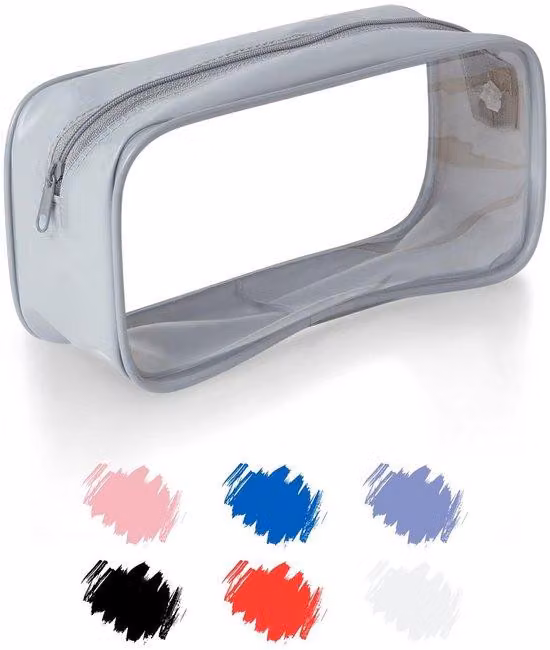 Astuccio rotondo in PVC grigio per studentesse