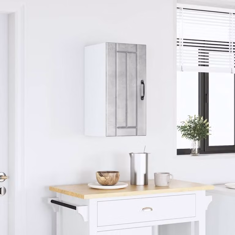 Pensile da cucina moderno vidaXL in legno e vetro con ante in vetro, Grigio, L: 60.0 cm, P: 31.0 cm, H: 30.0 cm