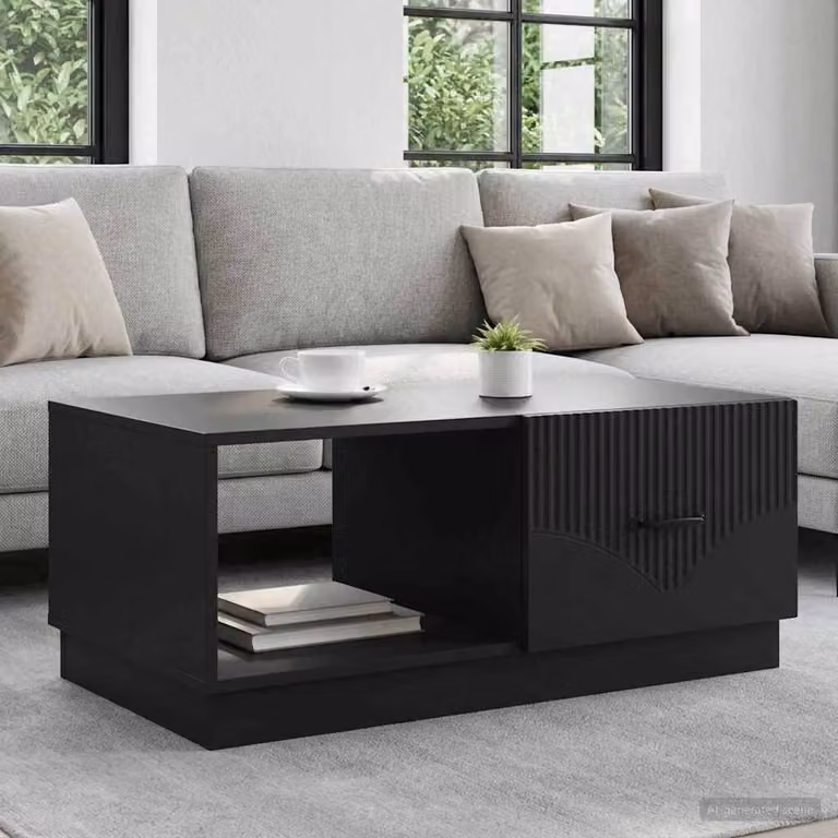 vidaXL Tavolino da salotto moderno rettangolare in legno ingegnerizzato nero L/P/H: 90 x 50 x 37 cm
