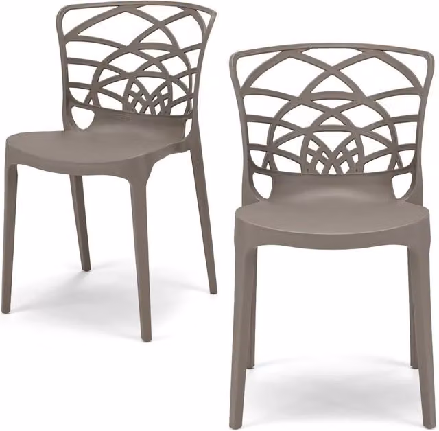 Set di 2 sedie impilabili ARMONIA Redokasa in polipropilene beige, design moderno resistente ai raggi UV per cucina, sala da pranzo o giardino
