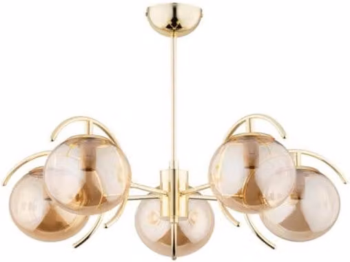 Plafoniera industriale EL-DORADO Alfa in ottone con 5 luci E14, colore oro/ottone