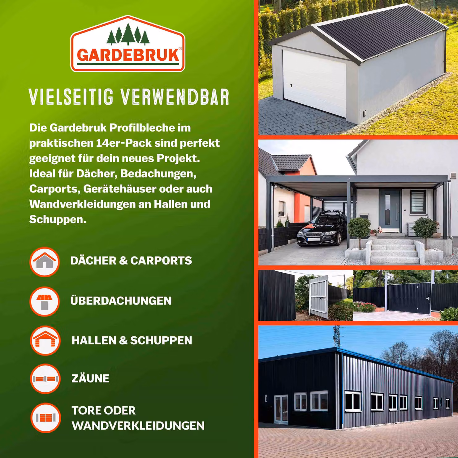 Set da 12 lastre profilate trapezoidali Gardebruk in acciaio zincato colore antracite L: 110 cm, P: 46 cm, Copertura totale 7 m² – 4