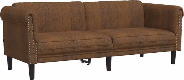 Divano | Divano da soggiorno | Sofa a 3 Posti Marrone in Similpelle Scamosciata
