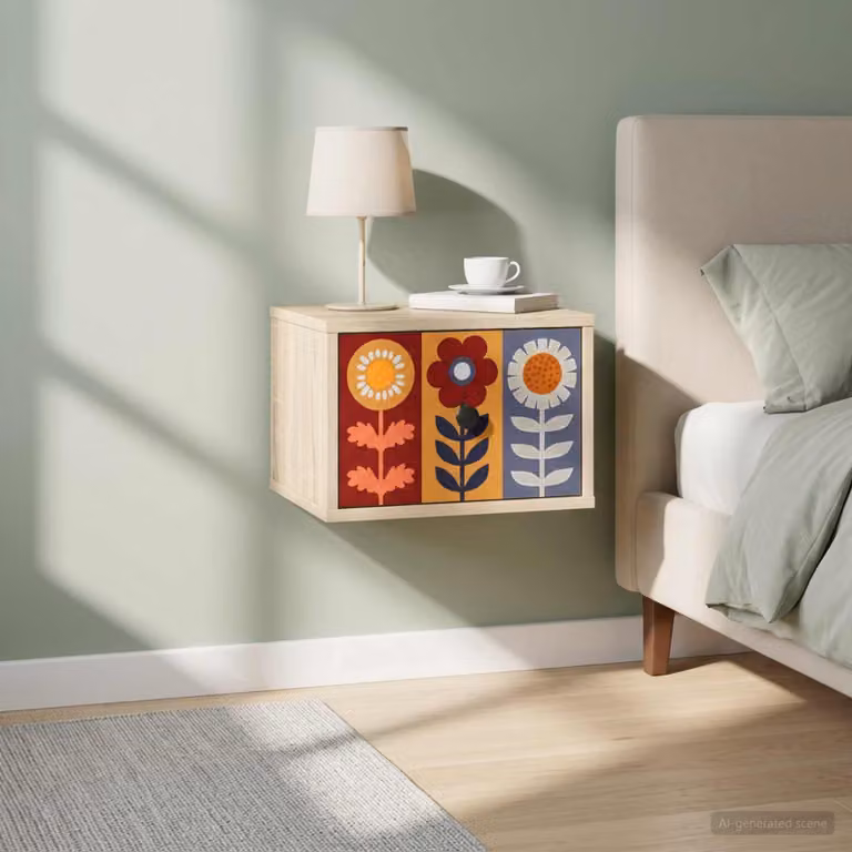 vidaXL Mobiletto da comodino a parete ESSEN Rovere Sonoma moderno in MDF e metallo multicolore